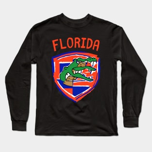 Funny Alligator Florida Football Games American Football Player Brotherhood Long Sleeve T-Shirt